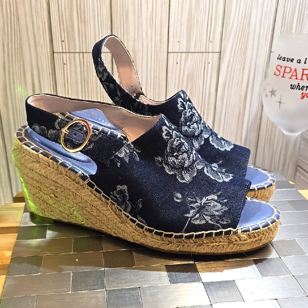 Taryn Rose‎ denim floral espadrille wedges #482